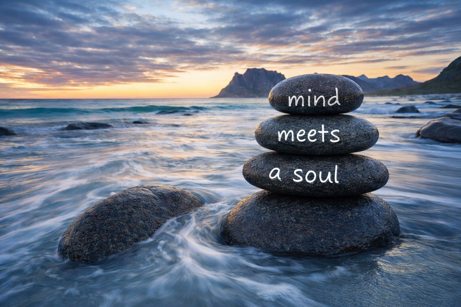 Mind meets a soul - zen stones by the ocean